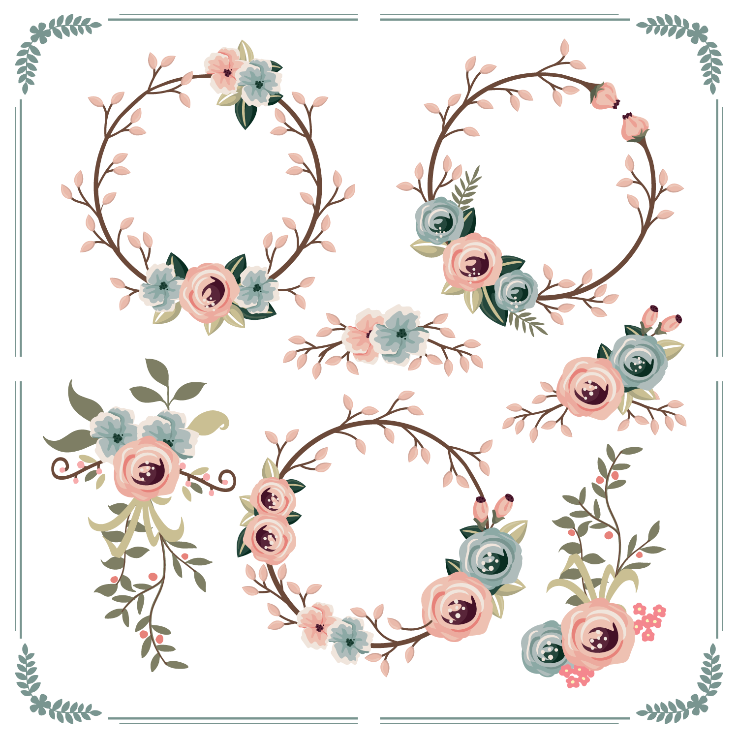 vector floral spring wreath