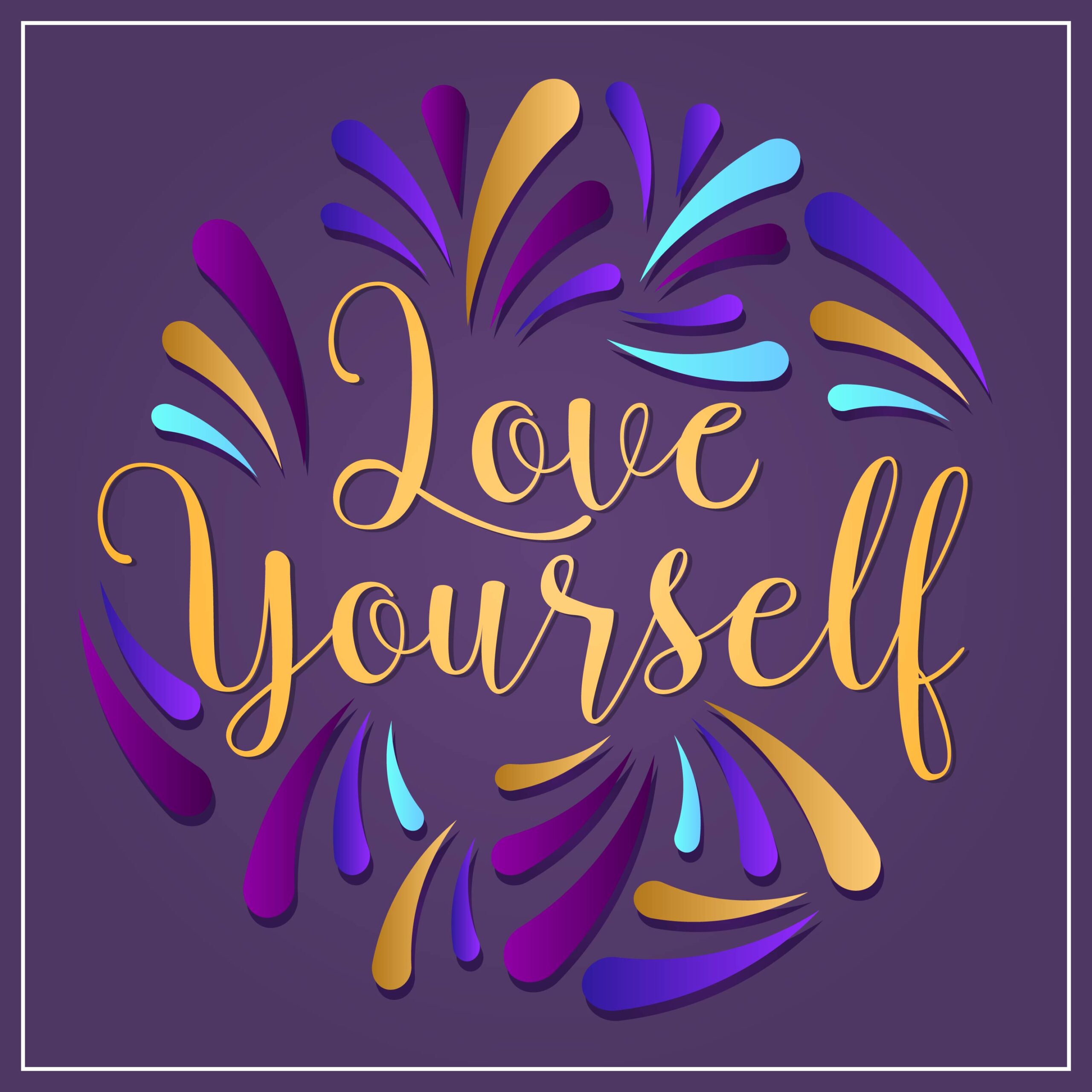 flat love yourself lettering typography style vector illustration scaled