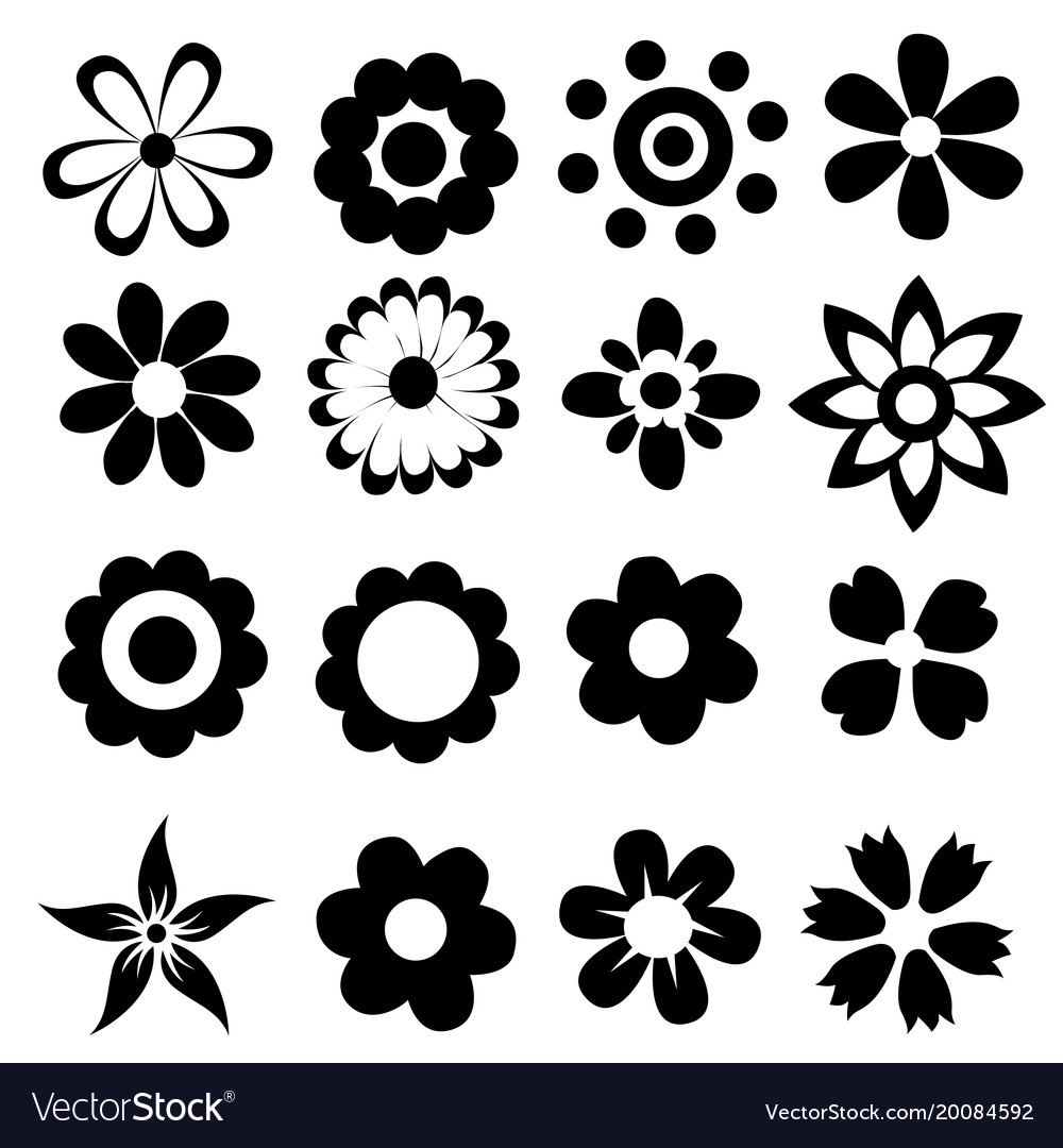silhouettes of simple flowers vector 20084592