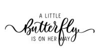 a little butterfly is on her way calligraphy baby shower inscription for girls clothes princess badge tag icon t shirt design card banner template vector