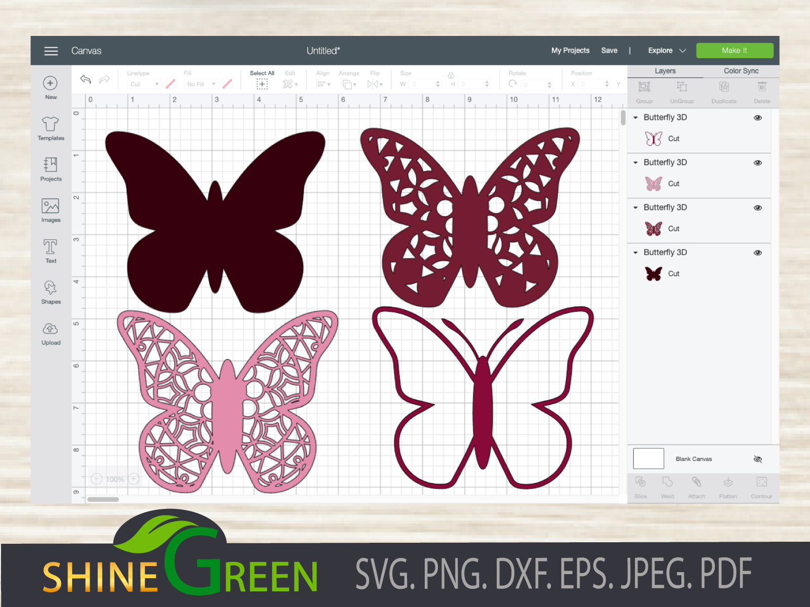 layered butterfly svg shine green