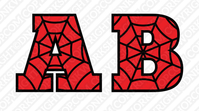 Spiderweb Spiderman Letters Alphabet SVG Vector Silhouette Cameo Cricut CutFile Clipart Png Dxf Eps 1200x1200