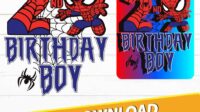 second birthday boy spiderman baby svg png