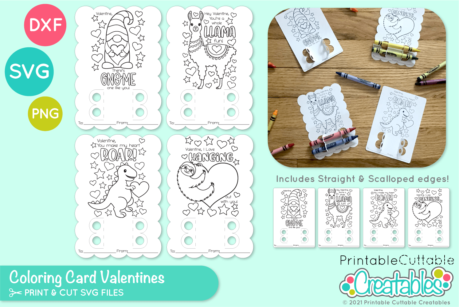 D060 Valentine Coloring Card SVG File preview 1